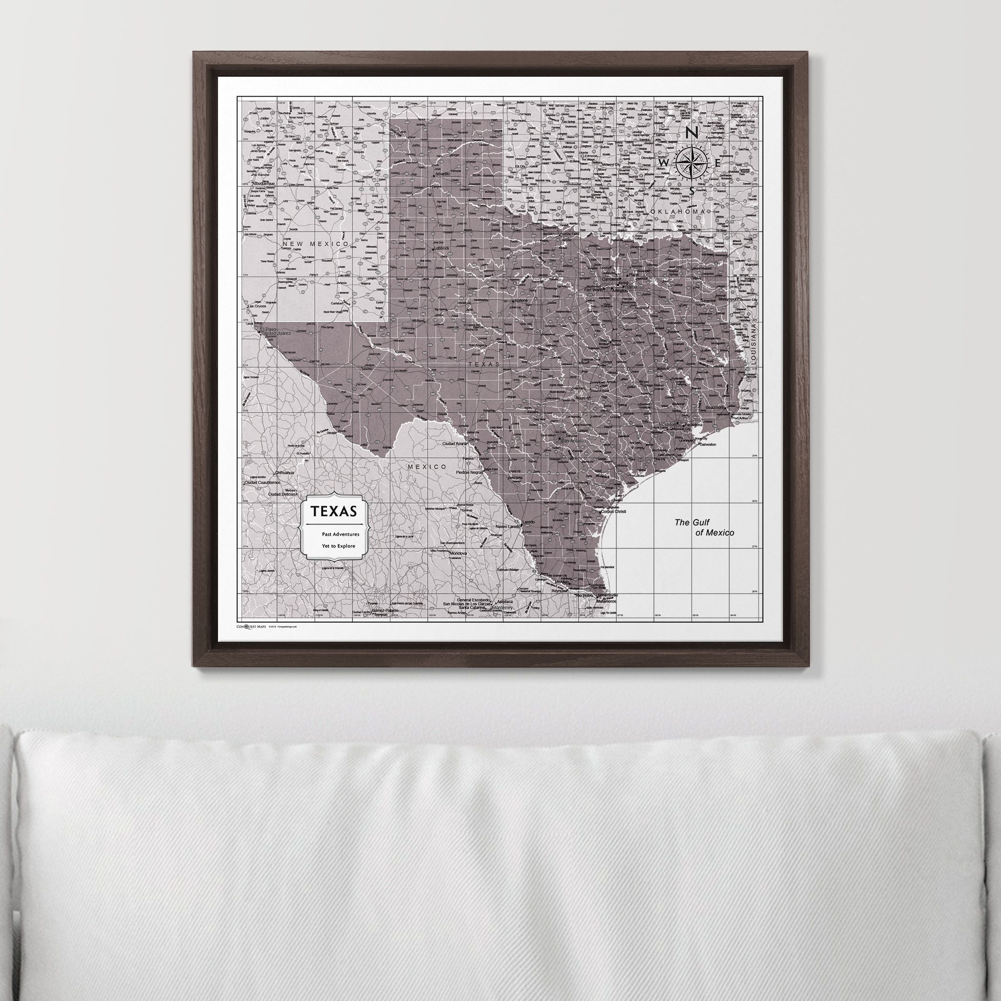 Push Pin Texas Map (Pin Board) - Dark Brown Color Splash CM Pin Board