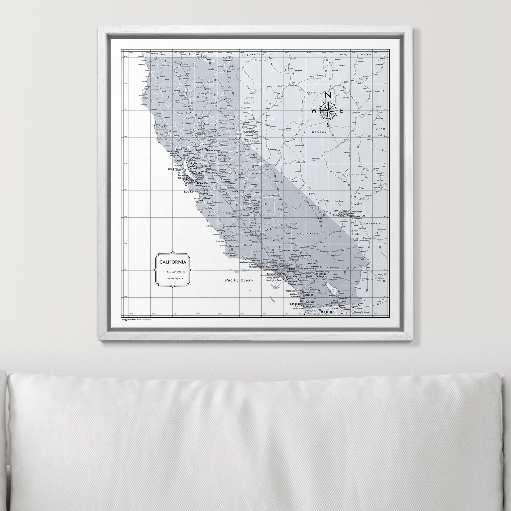 Push Pin California Map (Pin Board) - Light Gray Color Splash CM Pin Board