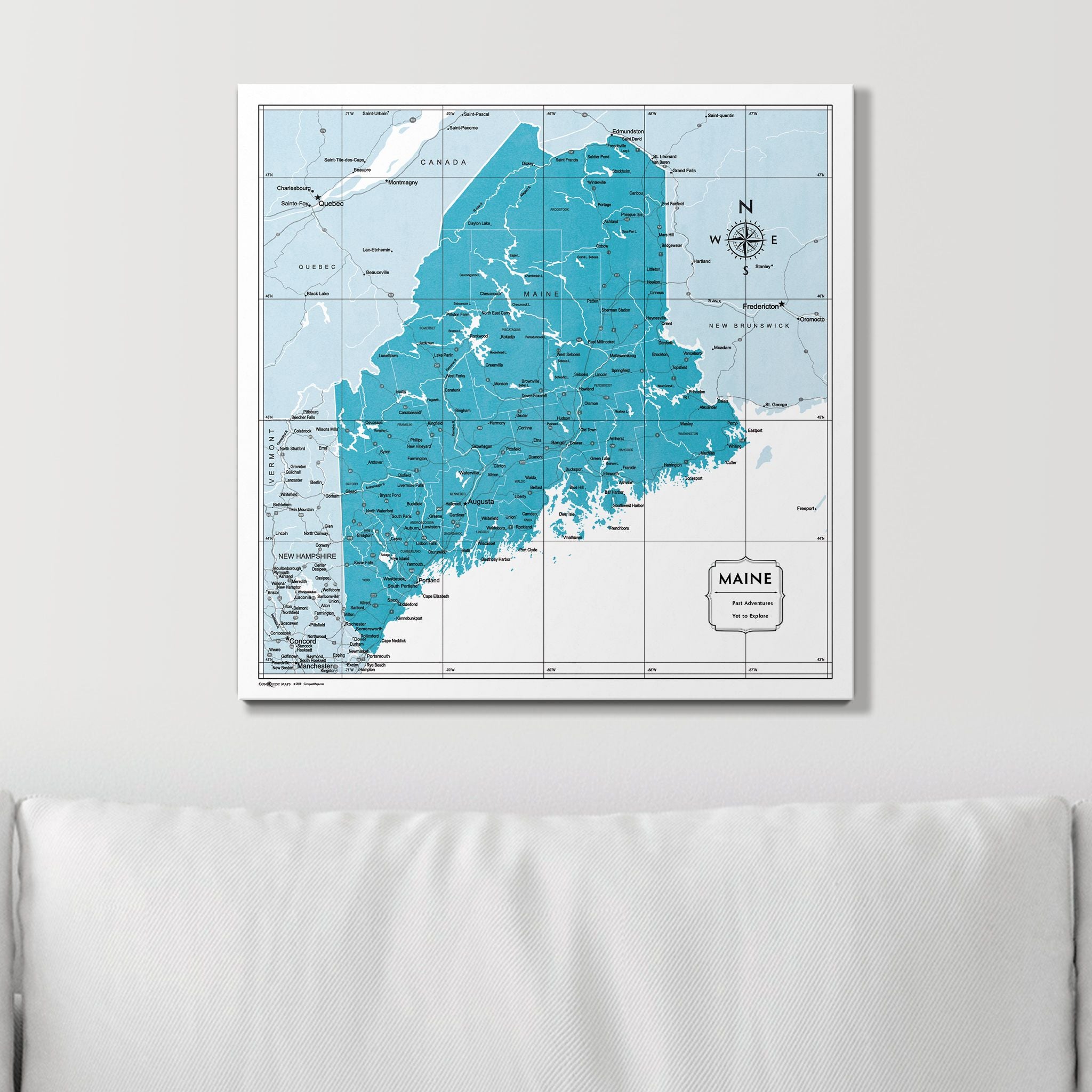 Push Pin Maine Map (Pin Board) - Teal Color Splash CM Pin Board