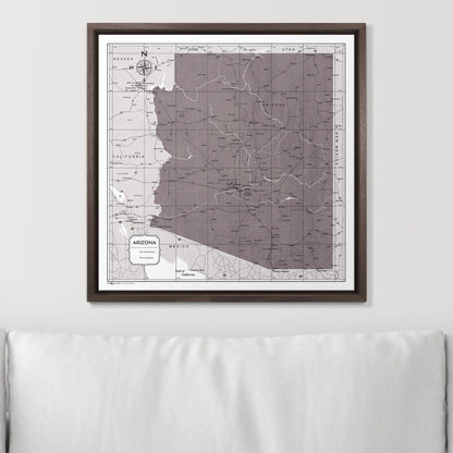 Push Pin Arizona Map (Pin Board) - Dark Brown Color Splash CM Pin Board