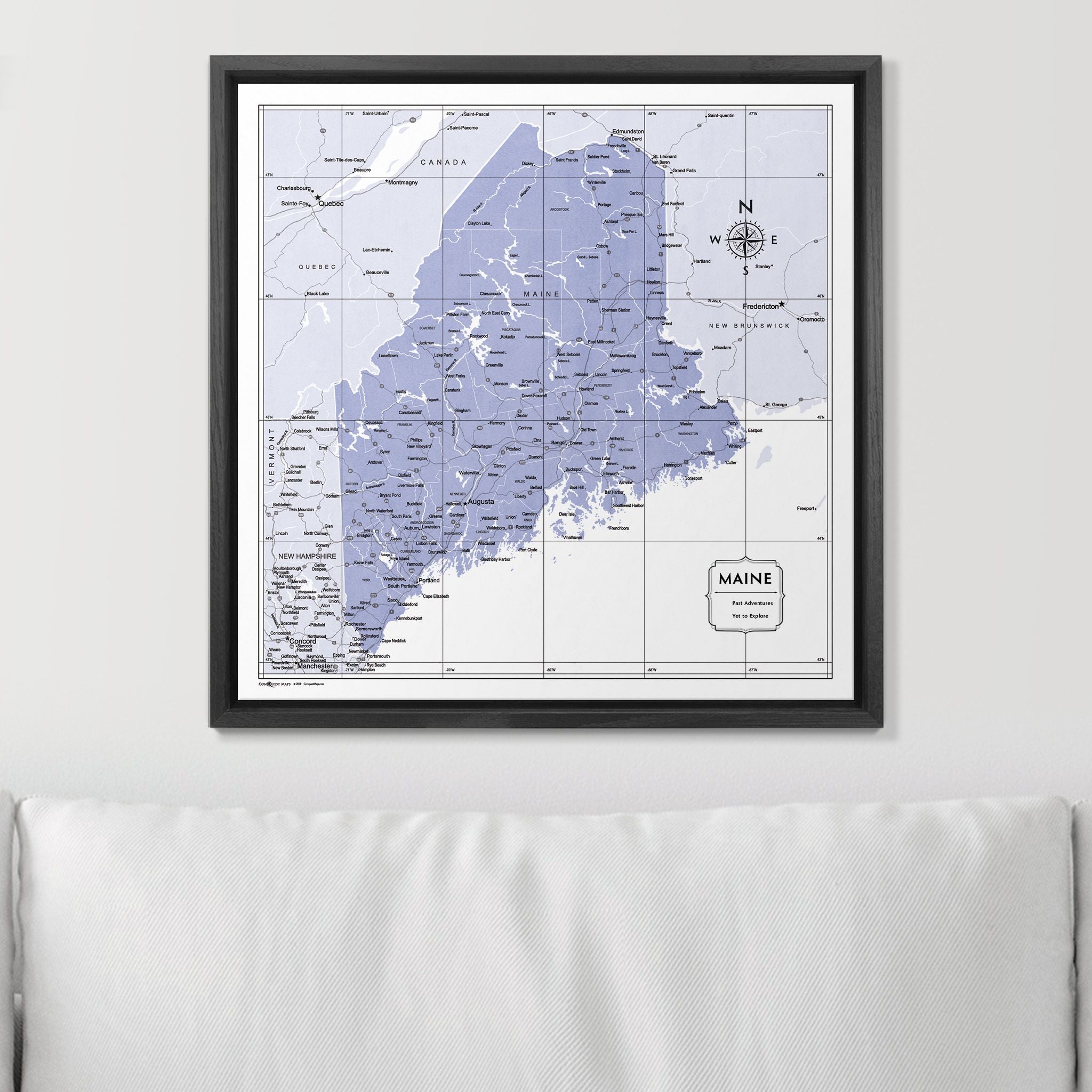 Push Pin Maine Map (Pin Board) - Purple Color Splash CM Pin Board