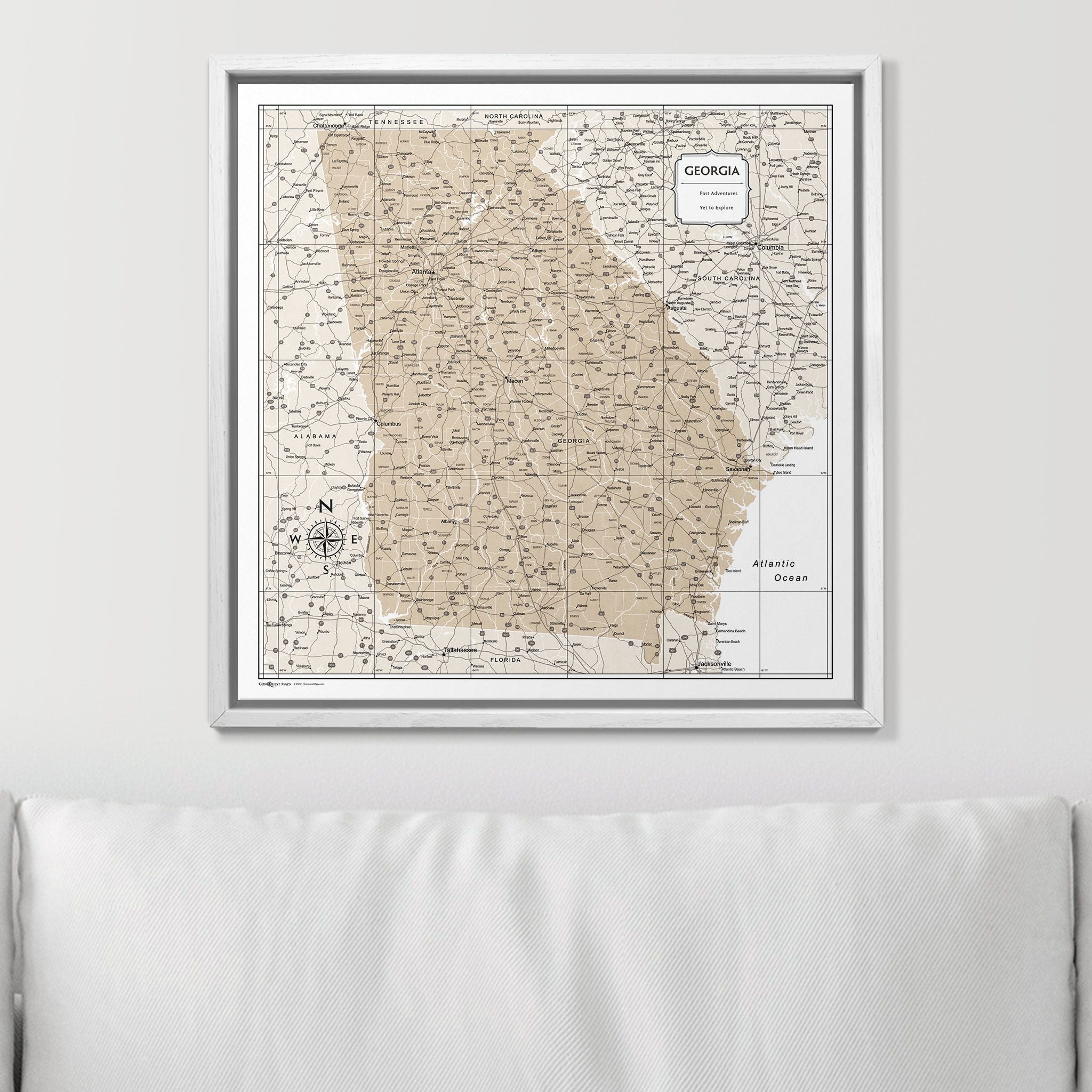 Push Pin Georgia Map (Pin Board) - Light Brown Color Splash CM Pin Board