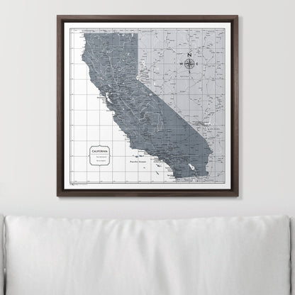 Push Pin California Map (Pin Board) - Dark Gray Color Splash CM Pin Board