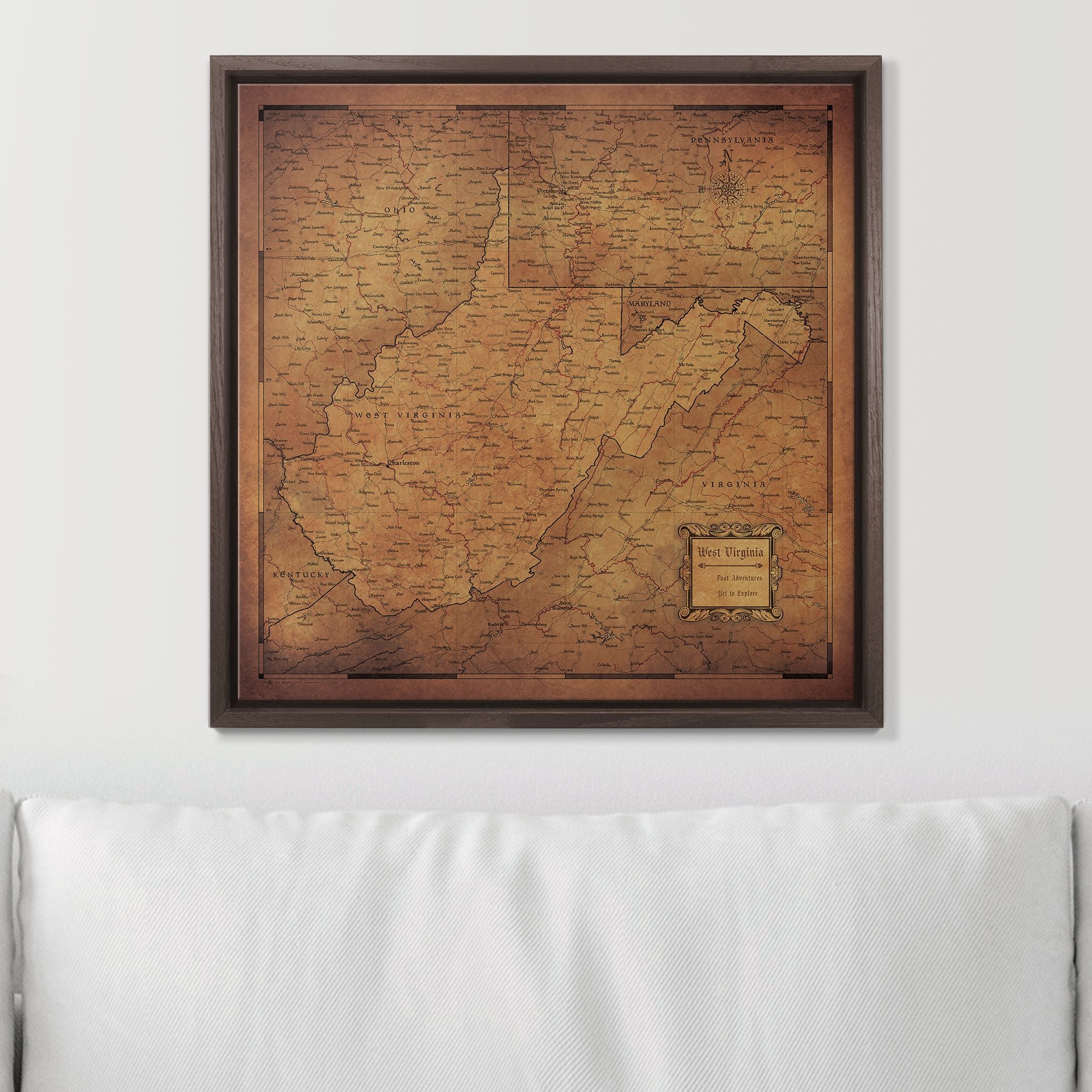 Push Pin West Virginia Map (Pin Board) - Golden Aged CM Pin Board