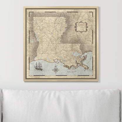 Push Pin Louisiana Map (Pin Board) - Rustic Vintage CM Pin Board