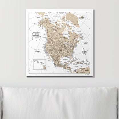 Push Pin North America Map (Pin Board) - Light Brown Color Splash CM Pin Board