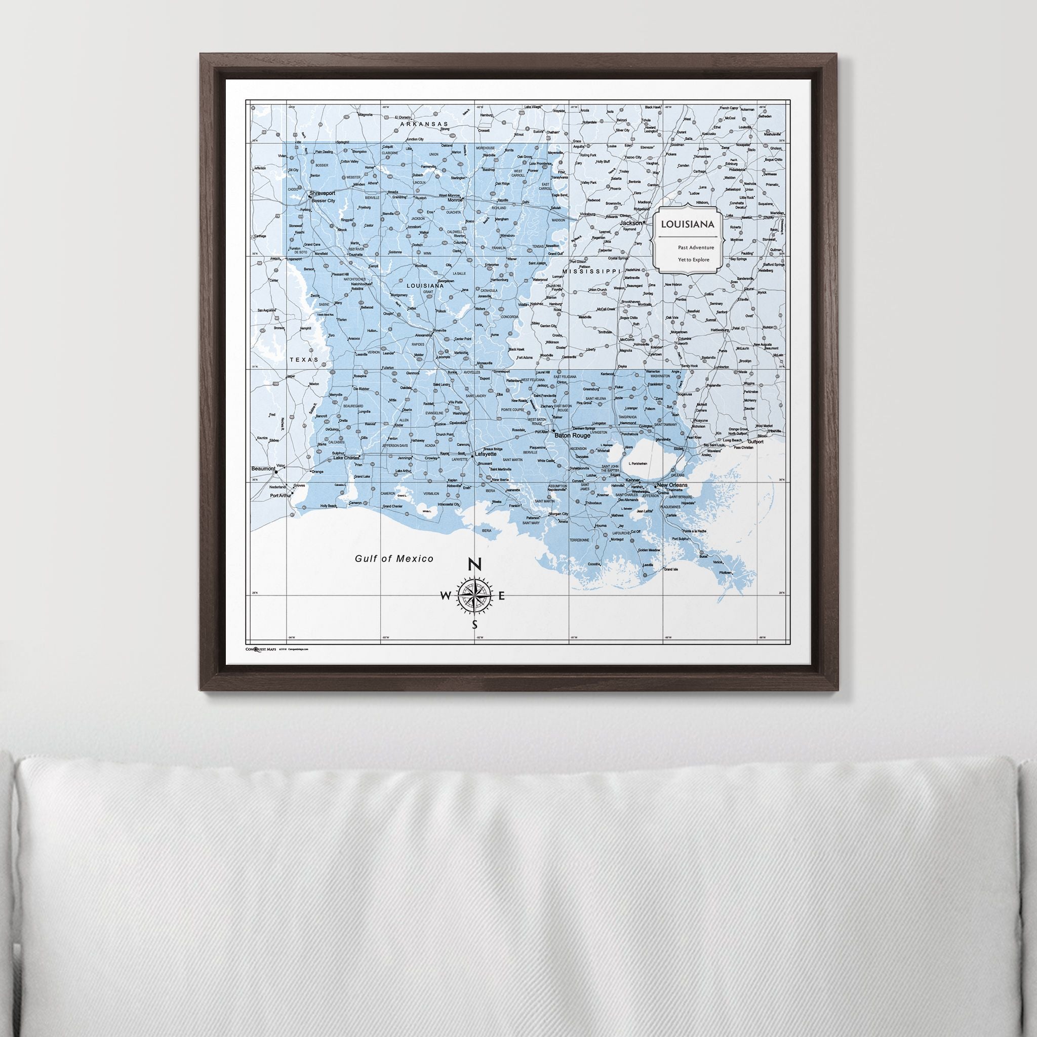 Push Pin Louisiana Map (Pin Board) - Light Blue Color Splash CM Pin Board