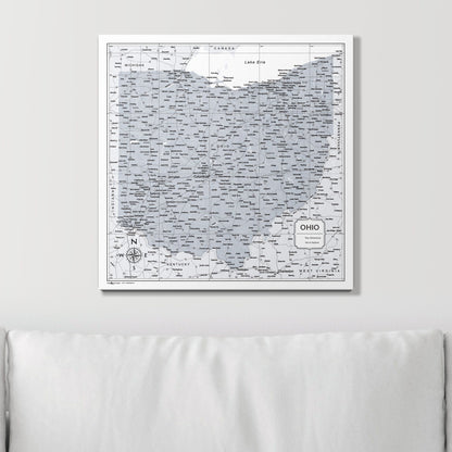 Push Pin Ohio Map (Pin Board) - Light Gray Color Splash CM Pin Board