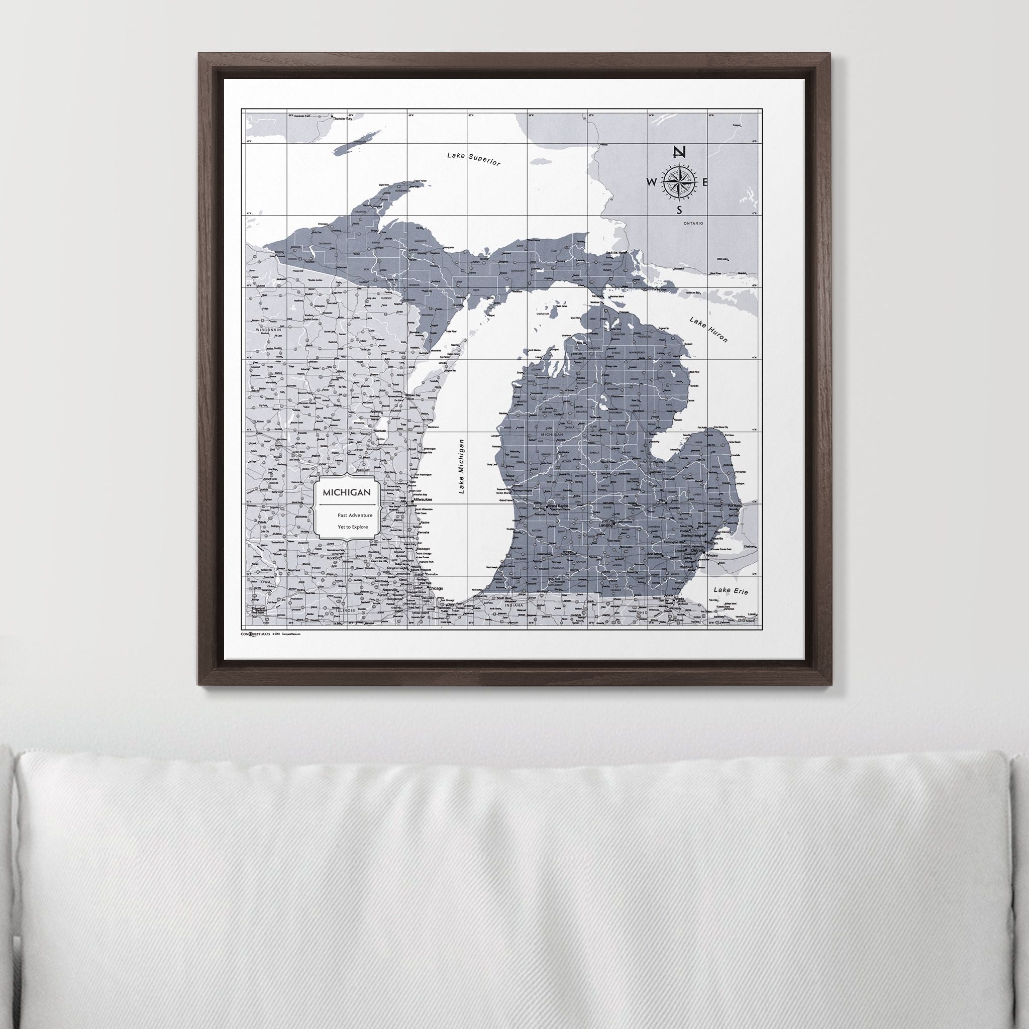 Push Pin Michigan Map (Pin Board) - Dark Gray Color Splash CM Pin Board