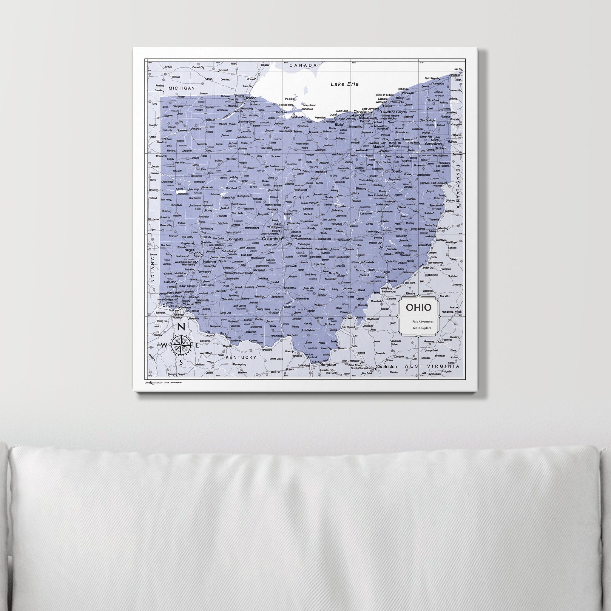 Push Pin Ohio Map (Pin Board) - Purple Color Splash CM Pin Board