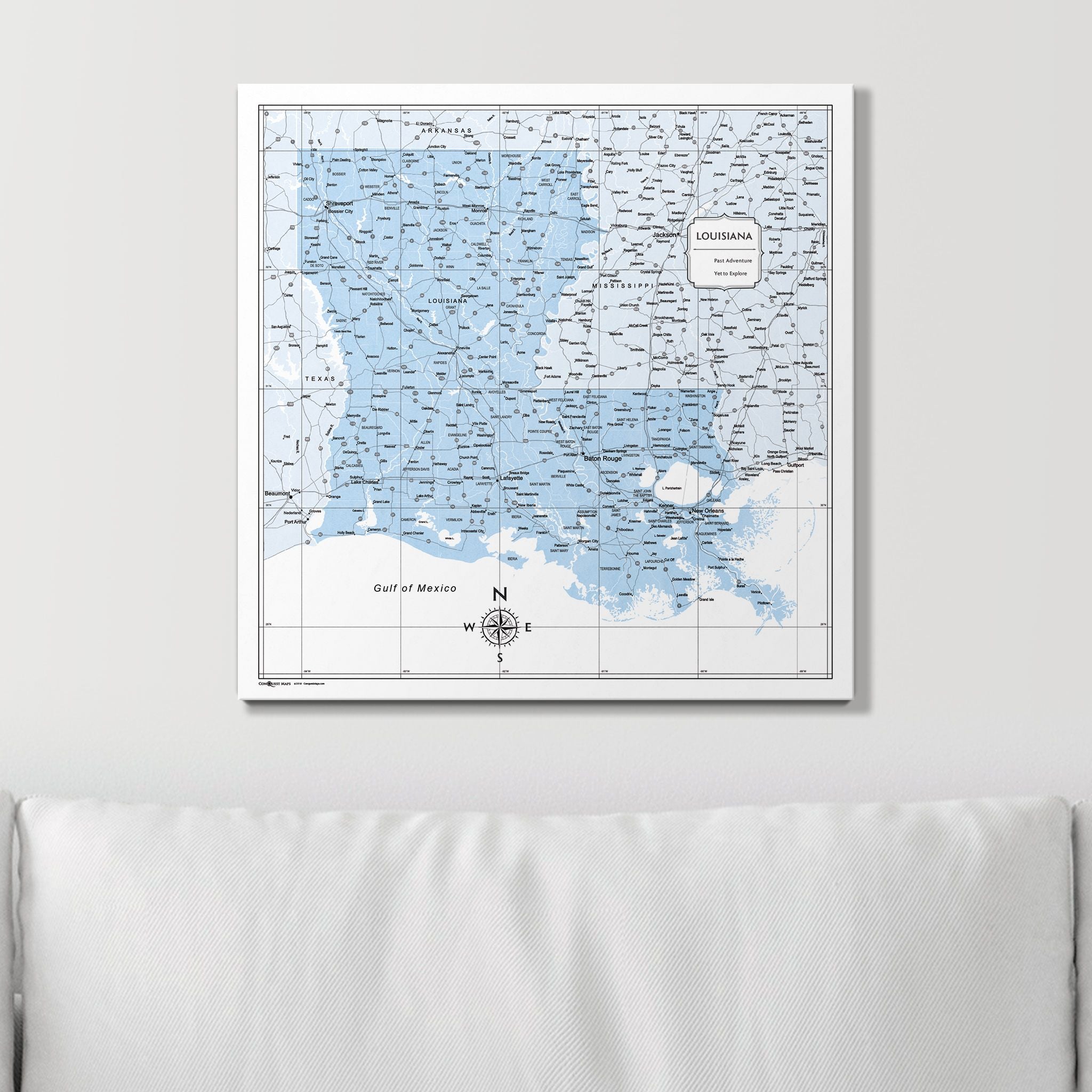 Push Pin Louisiana Map (Pin Board) - Light Blue Color Splash CM Pin Board