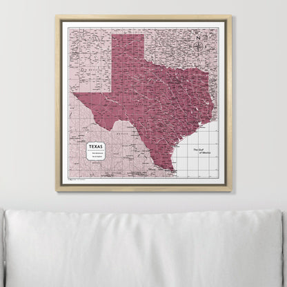 Push Pin Texas Map (Pin Board) - Burgundy Color Splash CM Pin Board