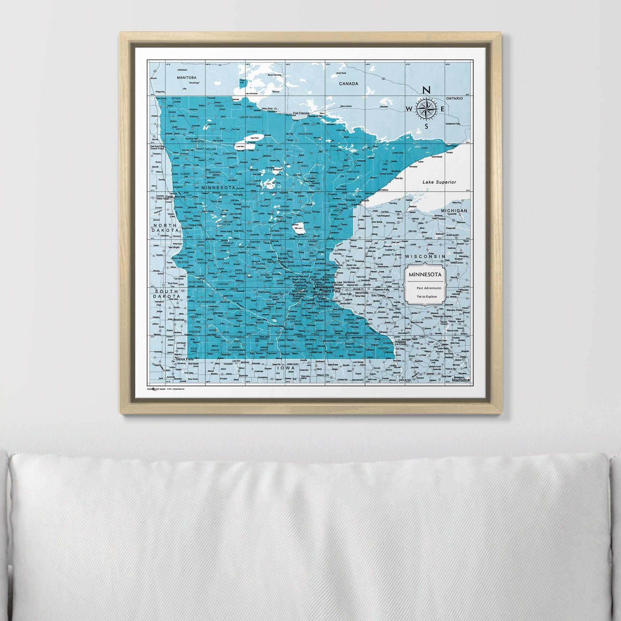 Push Pin Minnesota Map (Pin Board) - Teal Color Splash CM Pin Board