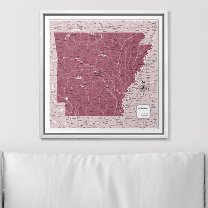 Push Pin Arkansas Map (Pin Board) - Burgundy Color Splash CM Pin Board