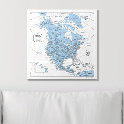 Push Pin North America Map (Pin Board) - Light Blue Color Splash CM Pin Board