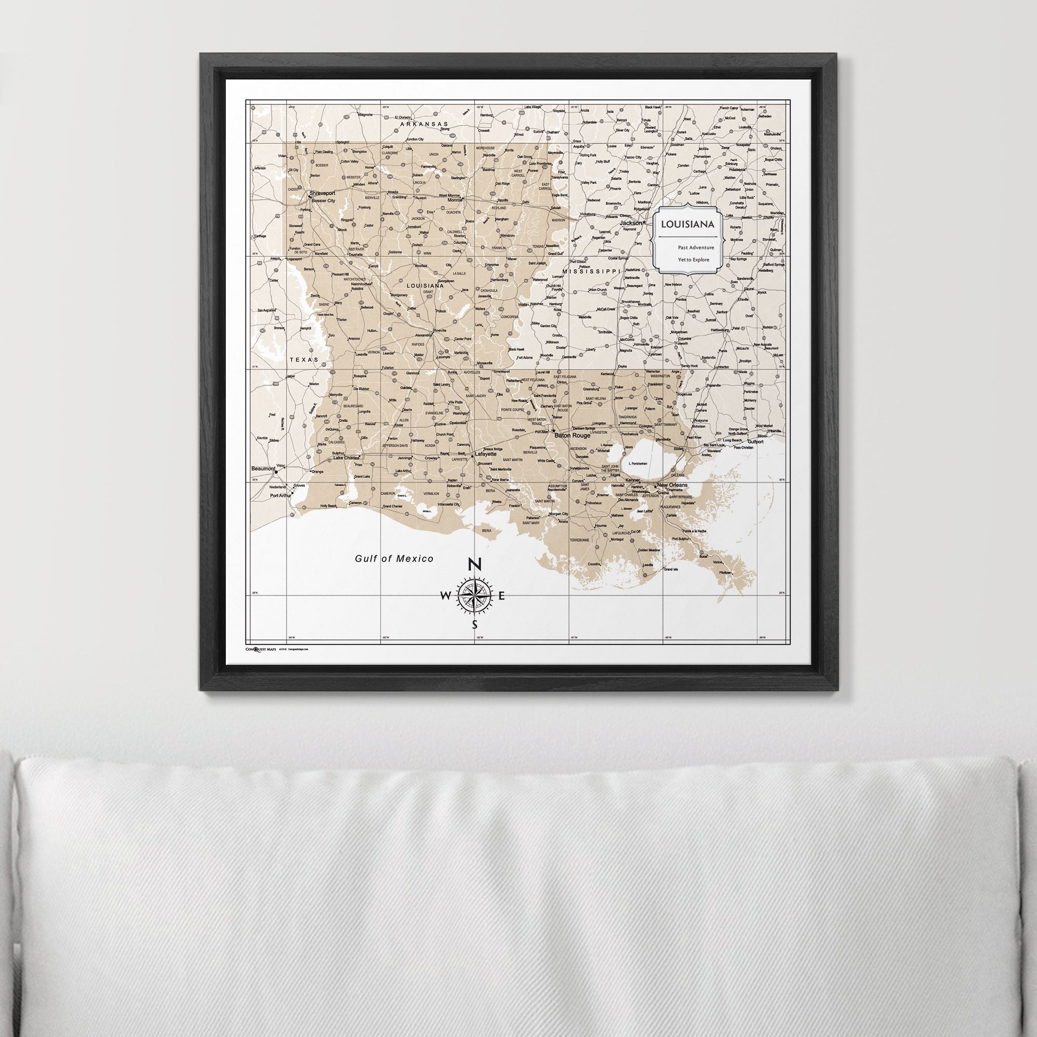 Push Pin Louisiana Map (Pin Board) - Light Brown Color Splash CM Pin Board