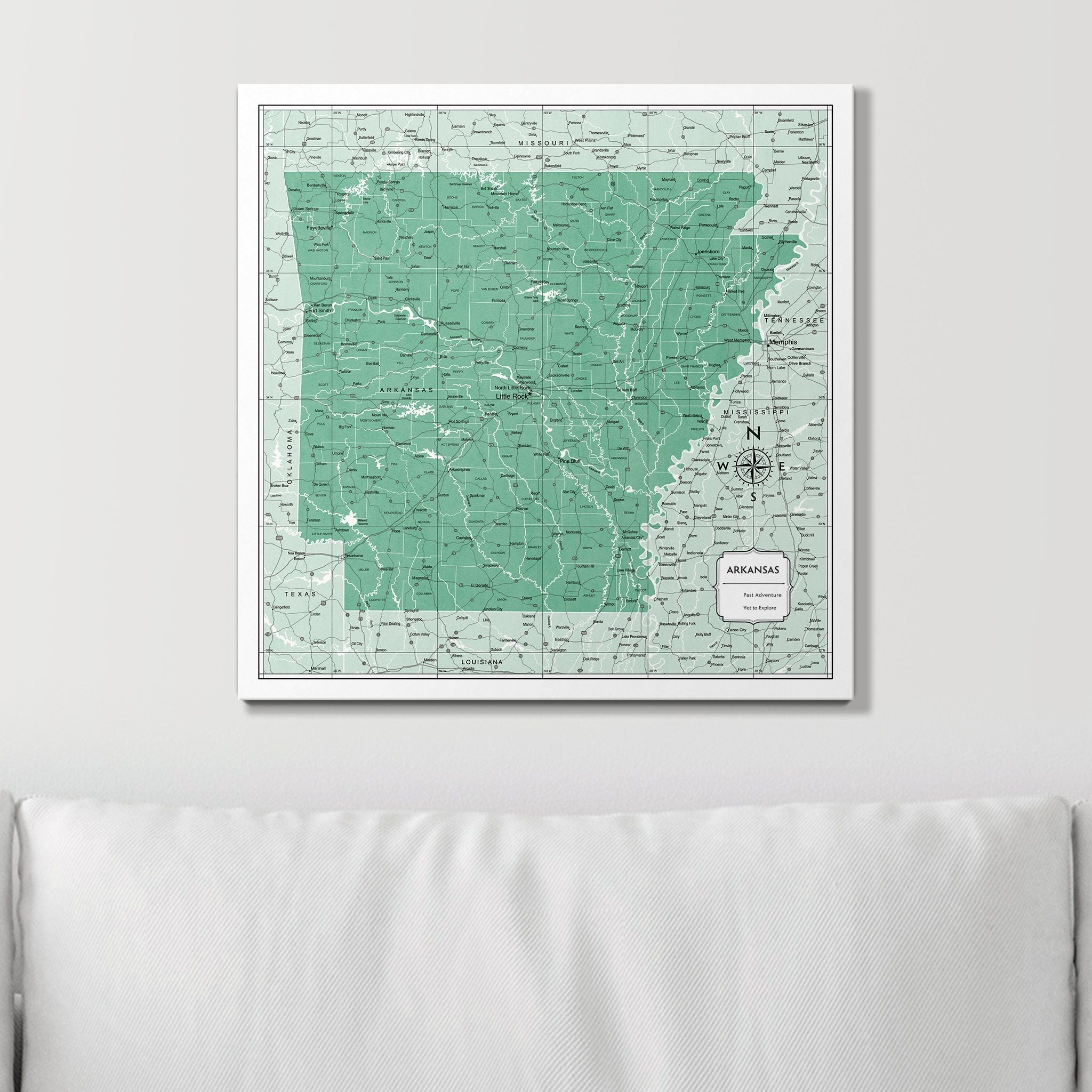 Push Pin Arkansas Map (Pin Board) - Green Color Splash CM Pin Board