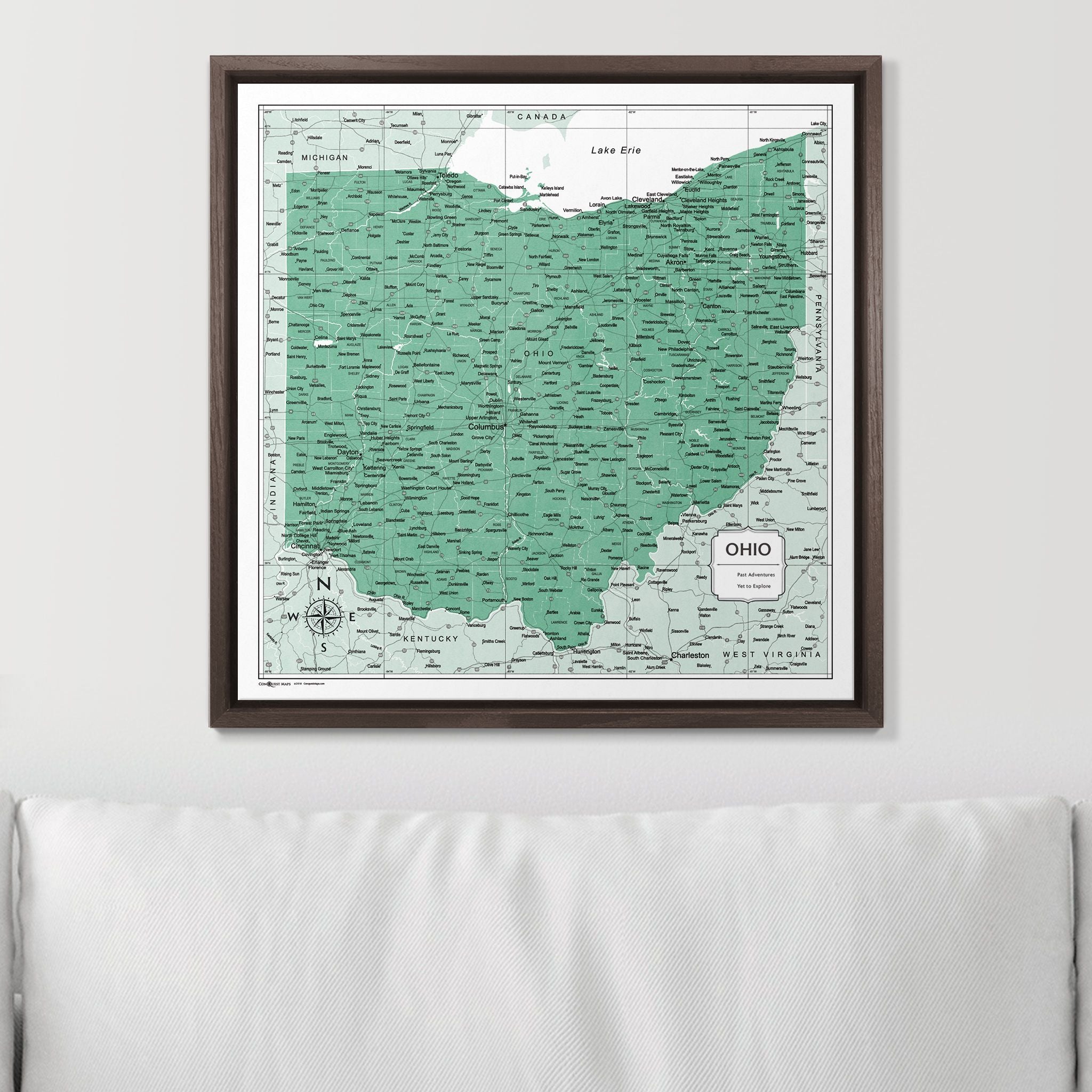 Push Pin Ohio Map (Pin Board) - Green Color Splash CM Pin Board