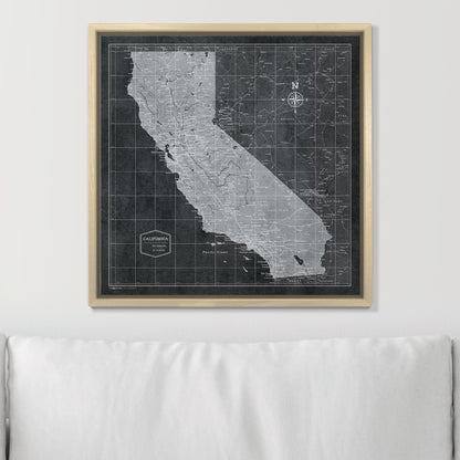 Push Pin California Map (Pin Board) - Modern Slate CM Pin Board