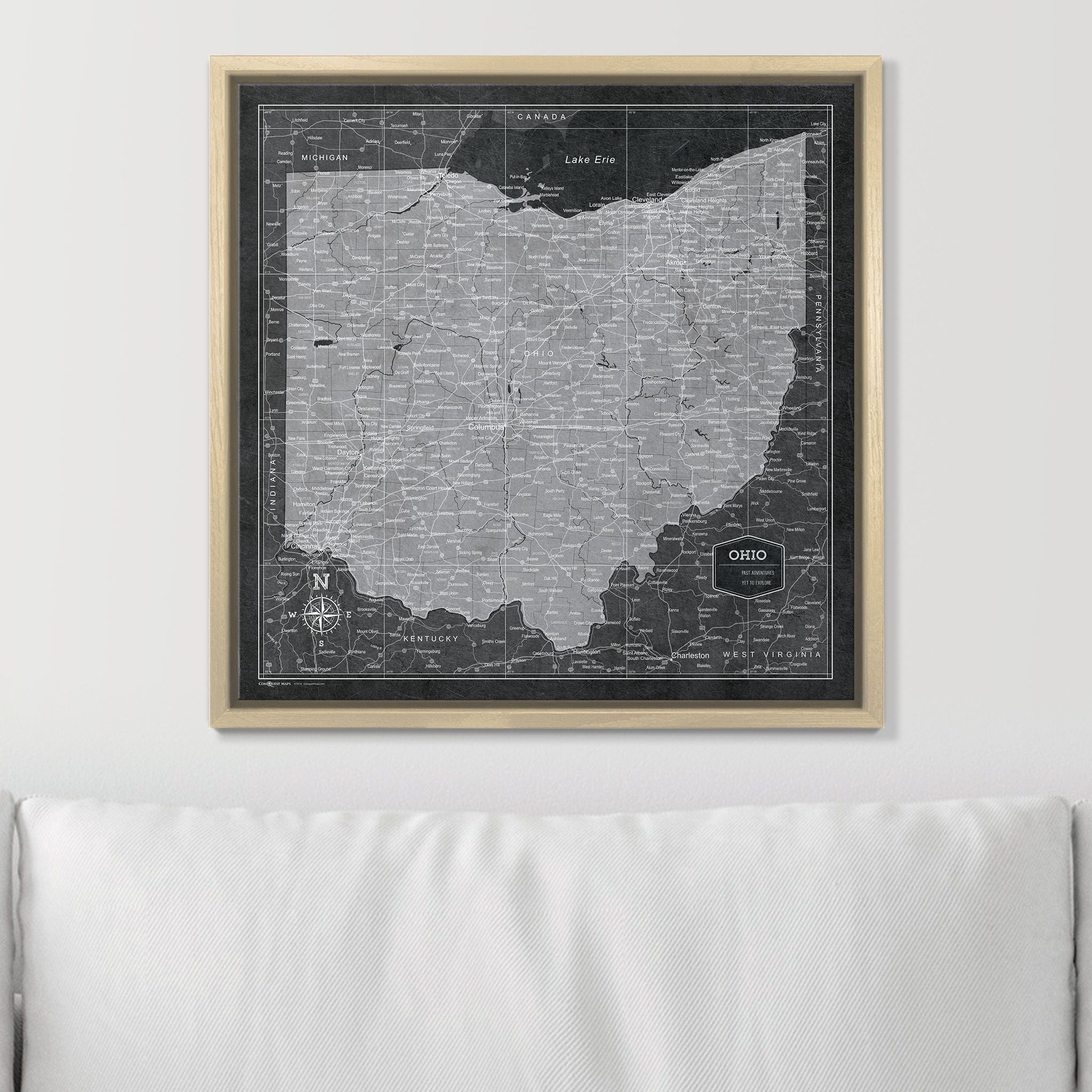 Push Pin Ohio Map (Pin Board) - Modern Slate CM Pin Board