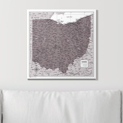 Push Pin Ohio Map (Pin Board) - Dark Brown Color Splash CM Pin Board