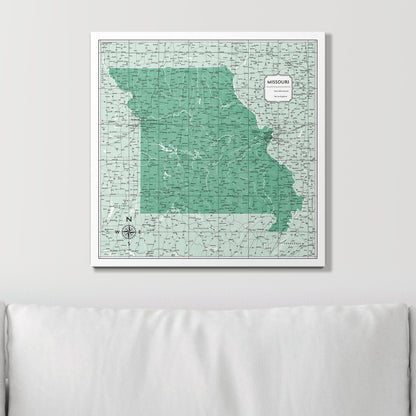 Push Pin Missouri Map (Pin Board) - Green Color Splash CM Pin Board