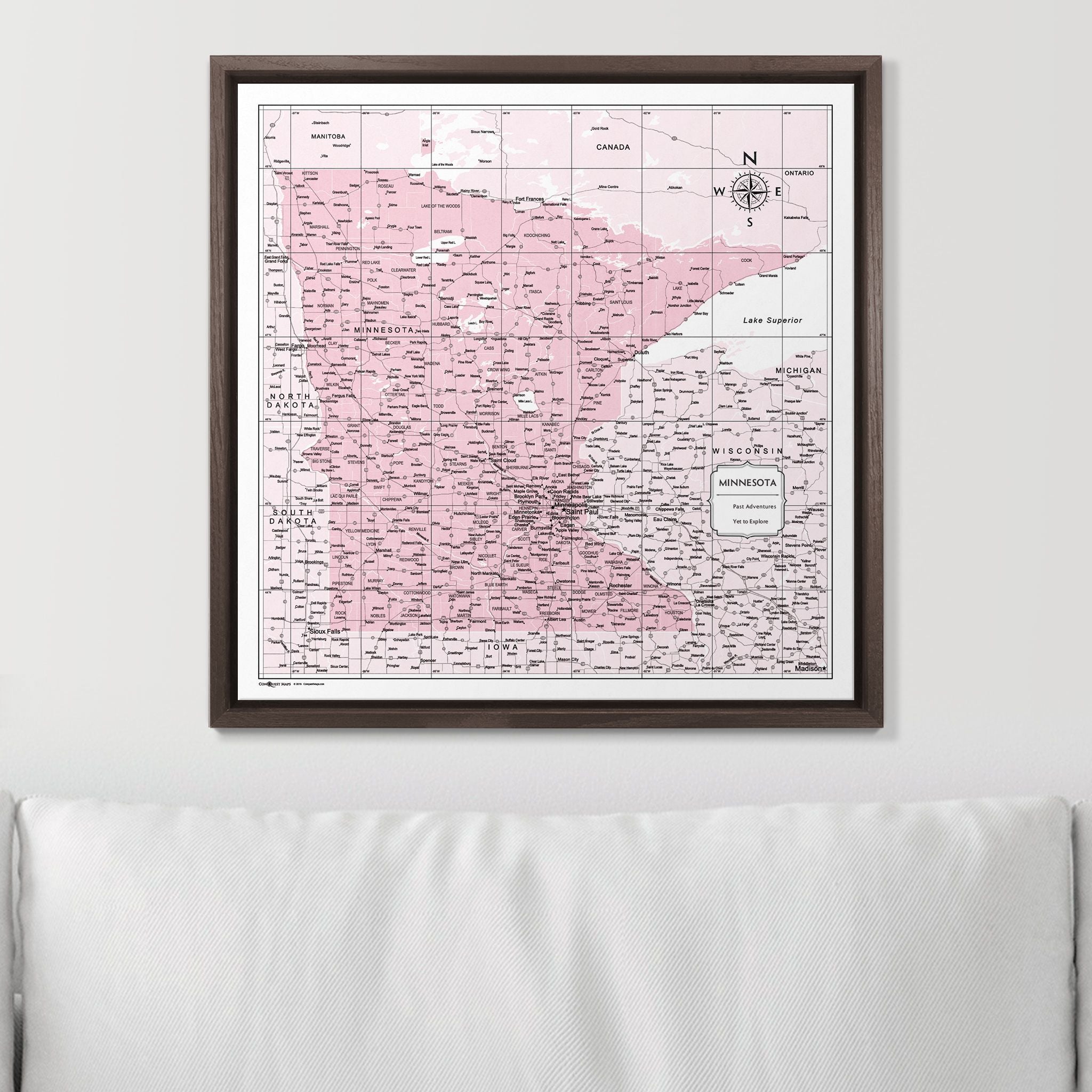 Push Pin Minnesota Map (Pin Board) - Pink Color Splash CM Pin Board