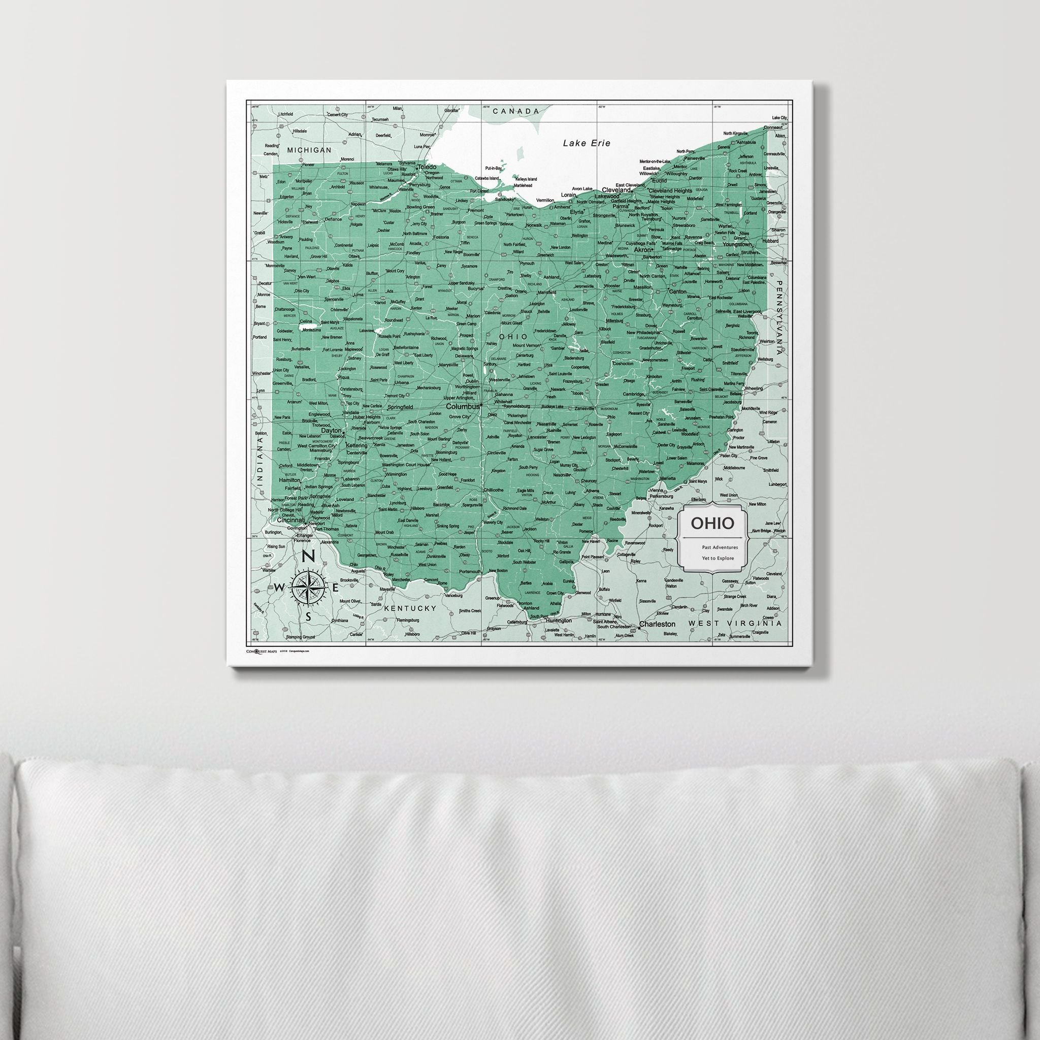 Push Pin Ohio Map (Pin Board) - Green Color Splash CM Pin Board