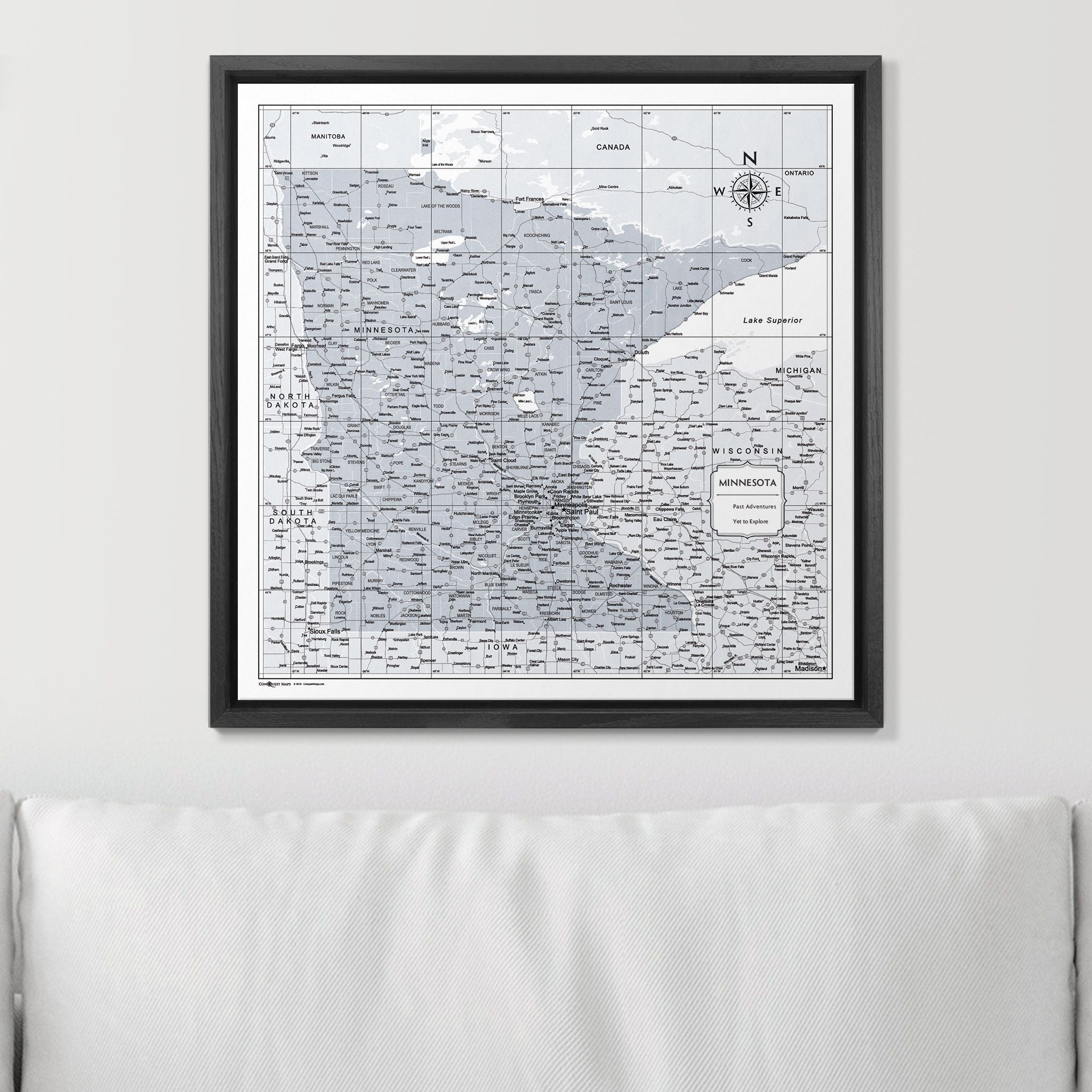 Push Pin Minnesota Map (Pin Board) - Light Gray Color Splash CM Pin Board