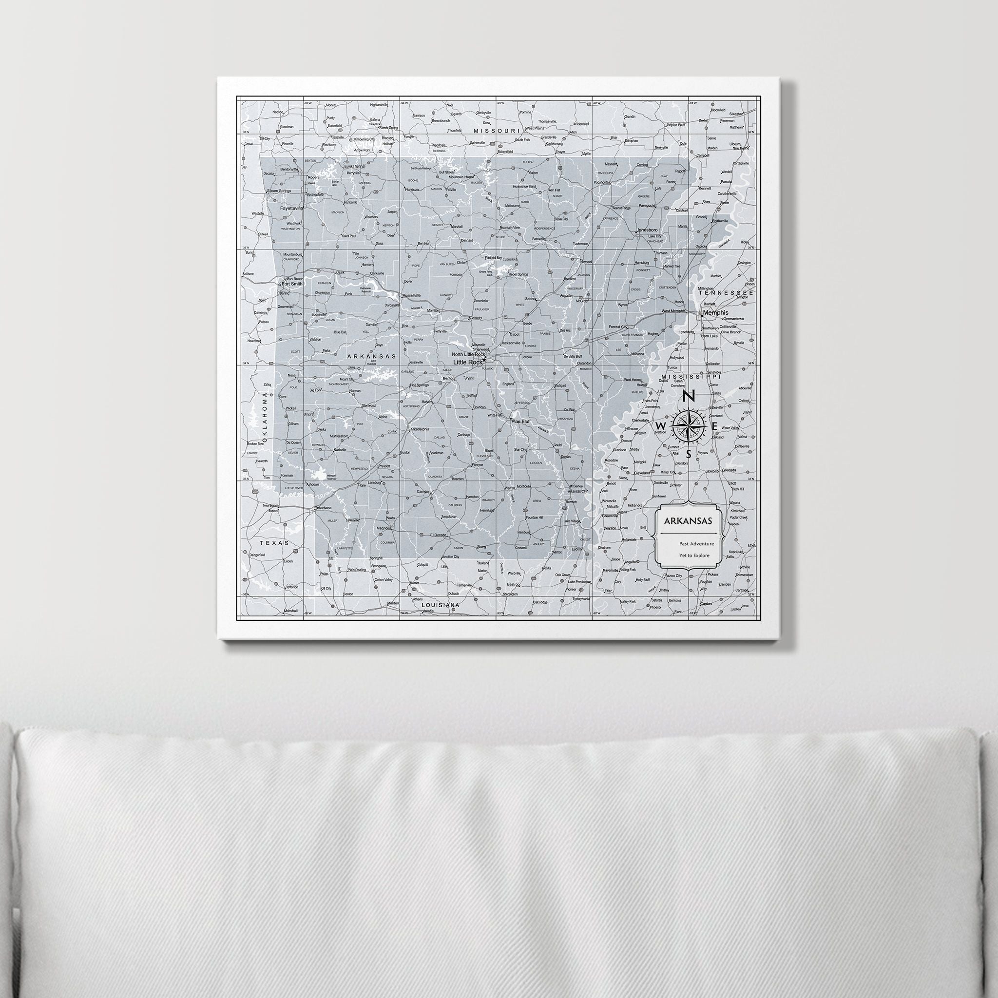 Push Pin Arkansas Map (Pin Board) - Light Gray Color Splash CM Pin Board