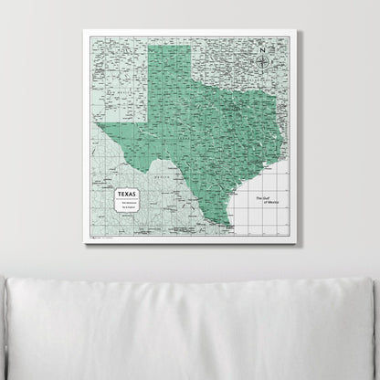 Push Pin Texas Map (Pin Board) - Green Color Splash CM Pin Board