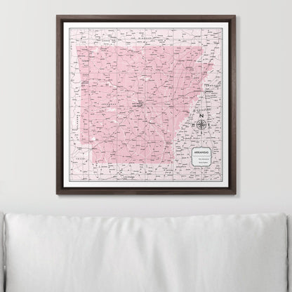 Push Pin Arkansas Map (Pin Board) - Pink Color Splash CM Pin Board