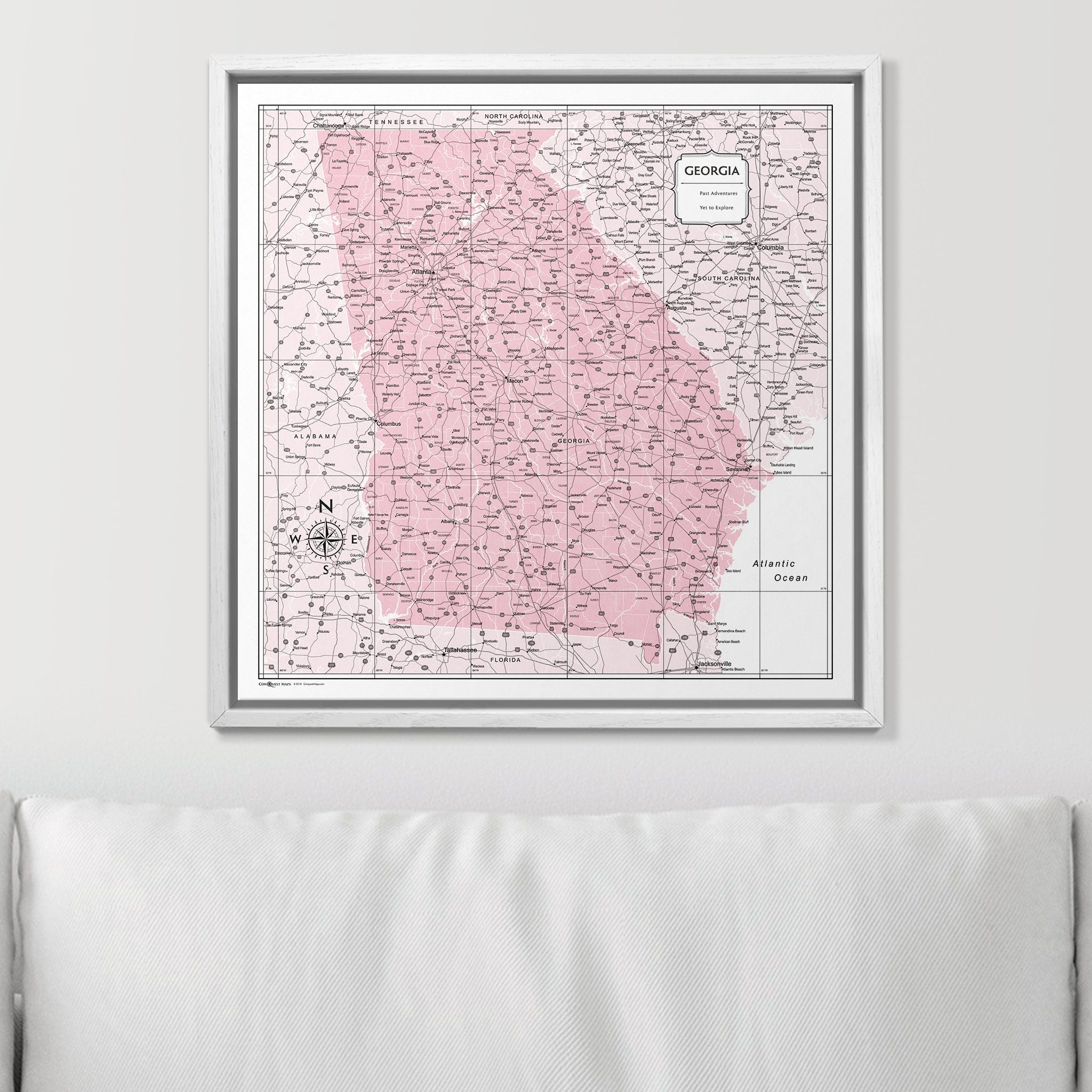 Push Pin Georgia Map (Pin Board) - Pink Color Splash CM Pin Board