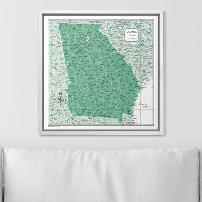 Push Pin Georgia Map (Pin Board) - Green Color Splash CM Pin Board