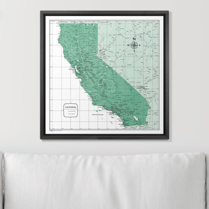 Push Pin California Map (Pin Board) - Green Color Splash CM Pin Board