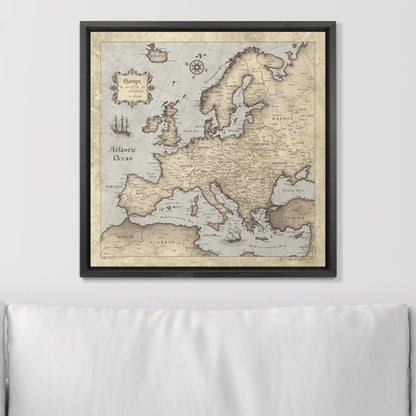 Push Pin Europe Map (Pin Board) - Rustic Vintage CM Pin Board