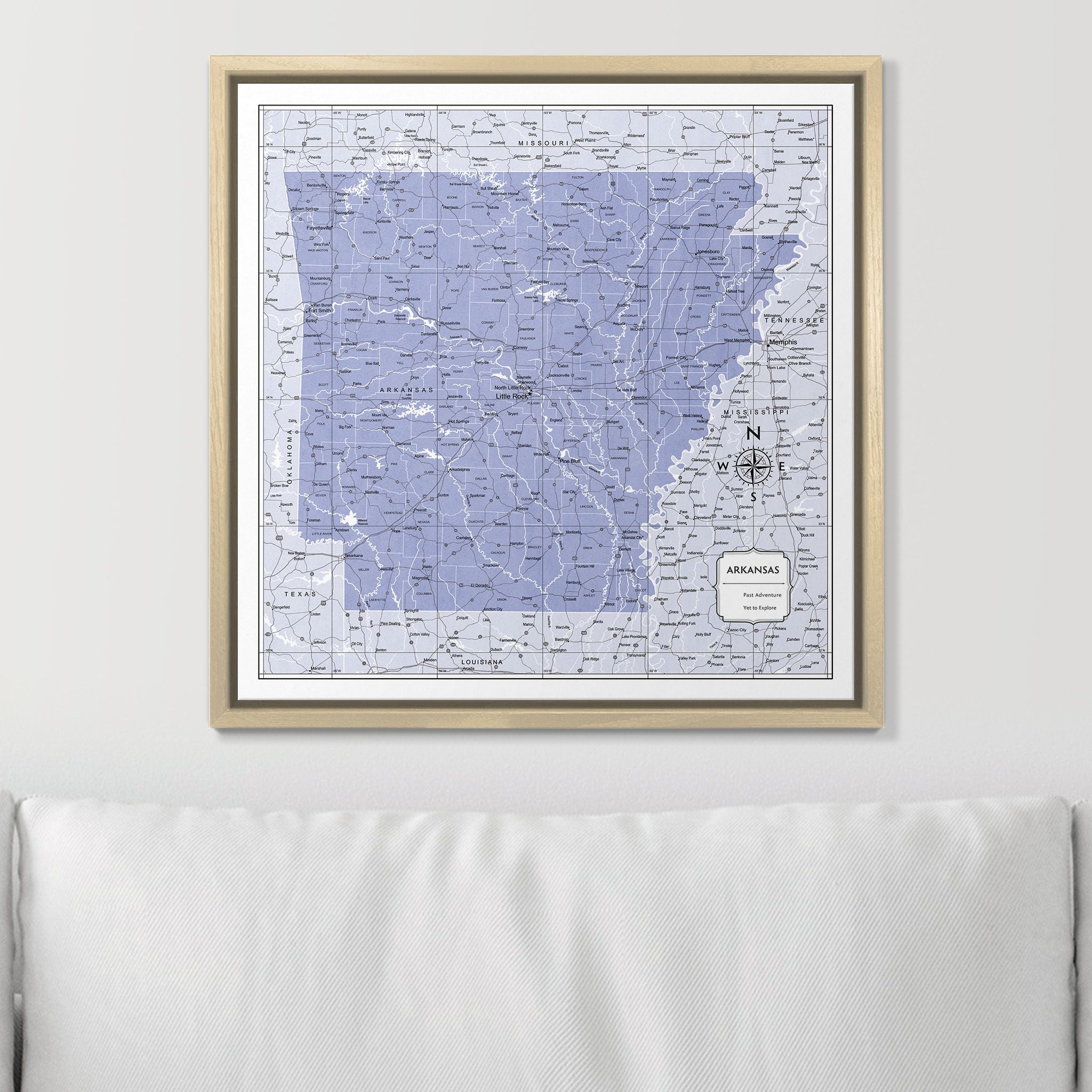 Push Pin Arkansas Map (Pin Board) - Purple Color Splash CM Pin Board