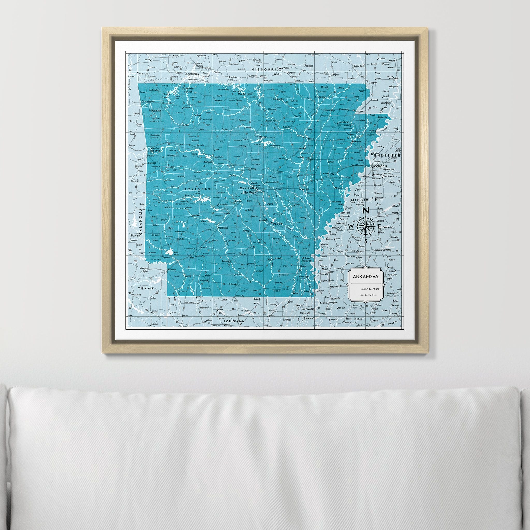 Push Pin Arkansas Map (Pin Board) - Teal Color Splash CM Pin Board