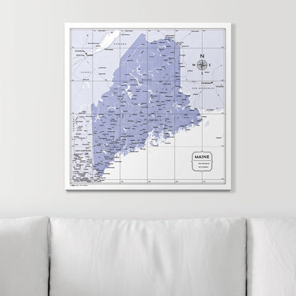 Push Pin Maine Map (Pin Board) - Purple Color Splash CM Pin Board