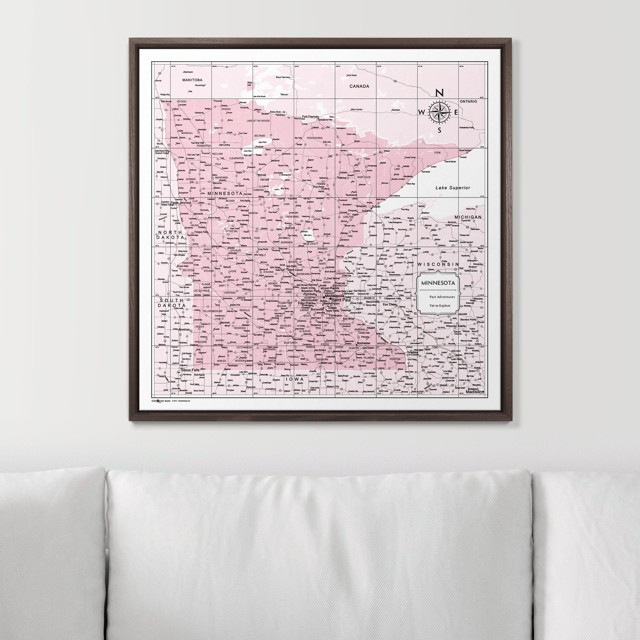 Push Pin Minnesota Map (Pin Board) - Pink Color Splash CM Pin Board