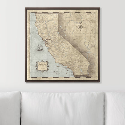 Push Pin California Map (Pin Board) - Rustic Vintage CM Pin Board