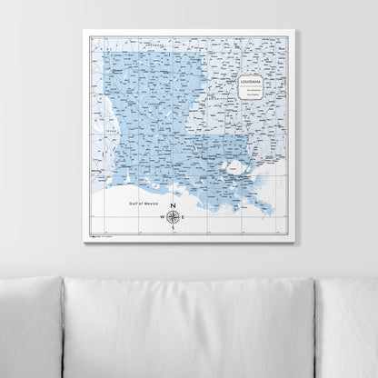 Push Pin Louisiana Map (Pin Board) - Light Blue Color Splash CM Pin Board