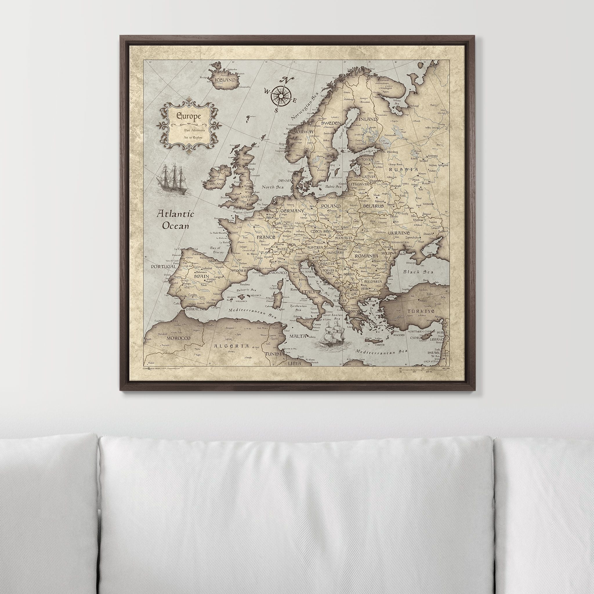 Push Pin Europe Map (Pin Board) - Rustic Vintage CM Pin Board