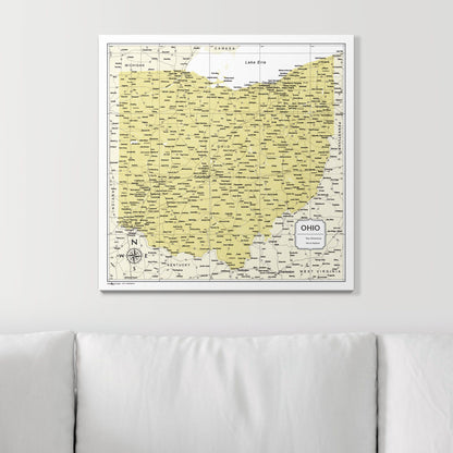 Push Pin Ohio Map (Pin Board) - Yellow Color Splash CM Pin Board