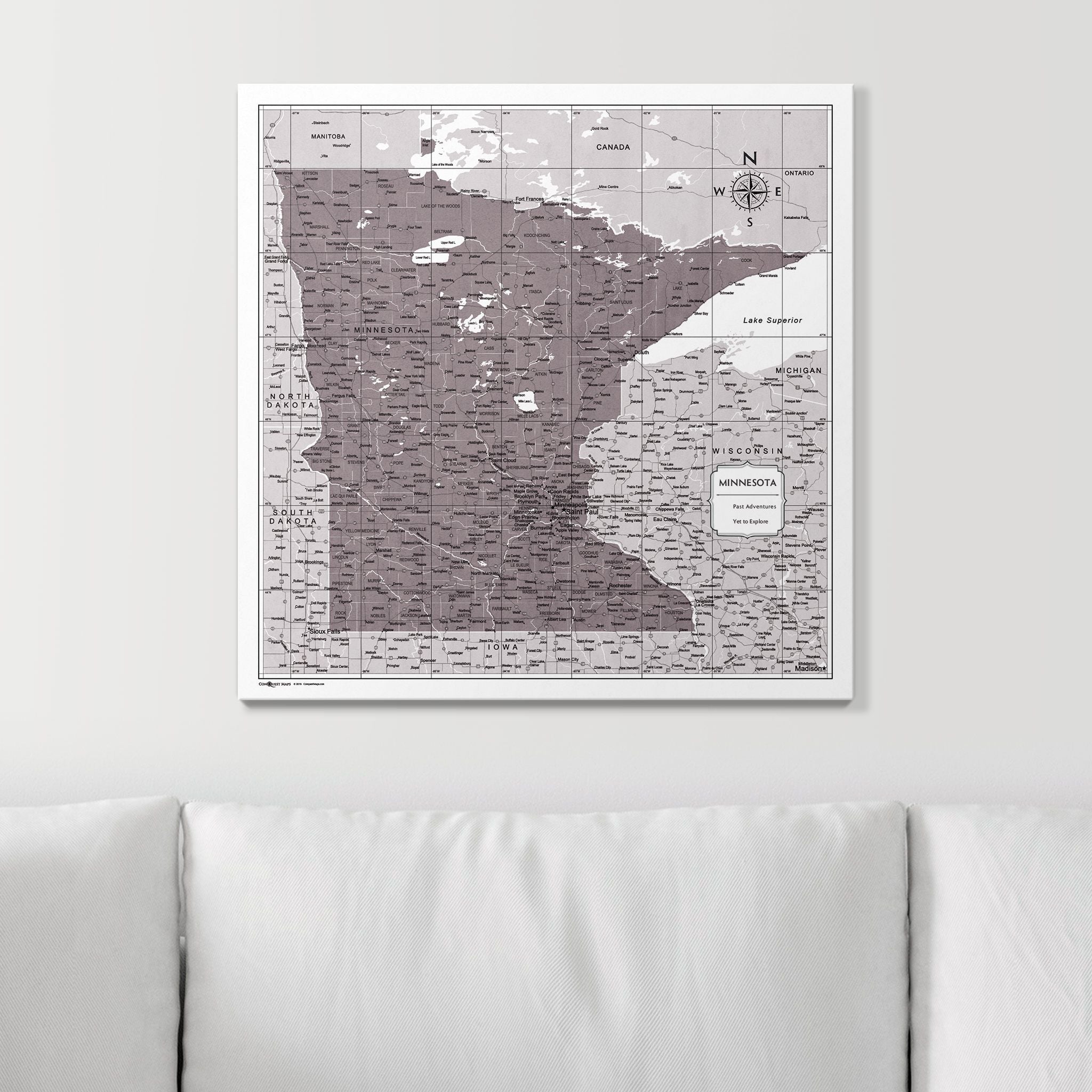 Push Pin Minnesota Map (Pin Board) - Dark Brown Color Splash CM Pin Board