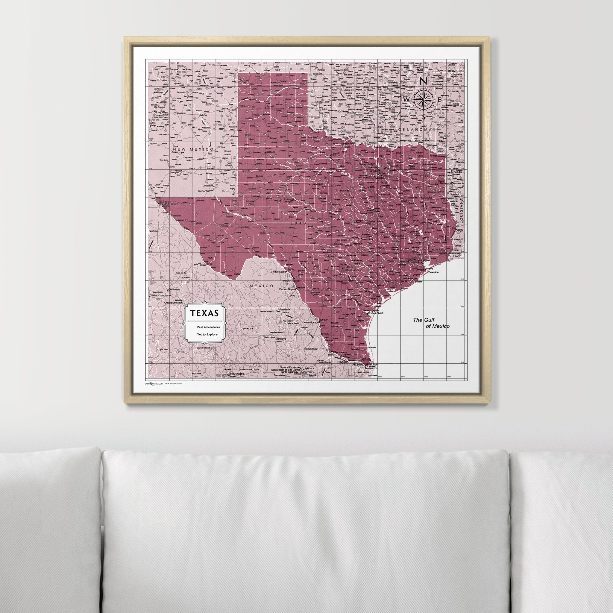 Push Pin Texas Map (Pin Board) - Burgundy Color Splash CM Pin Board