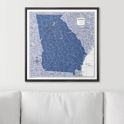 Push Pin Georgia Map (Pin Board) - Navy Color Splash CM Pin Board