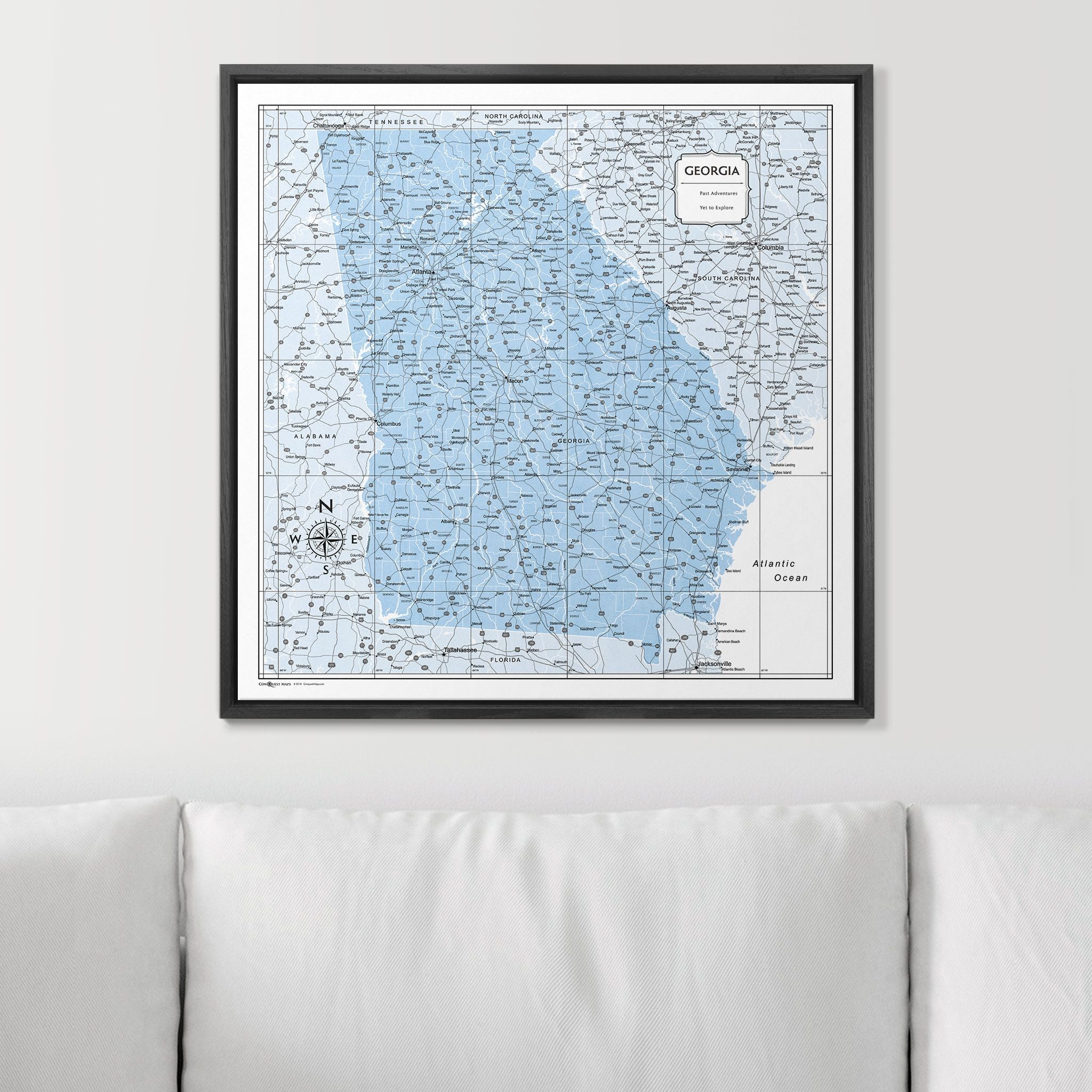 Push Pin Georgia Map (Pin Board) - Light Blue Color Splash CM Pin Board