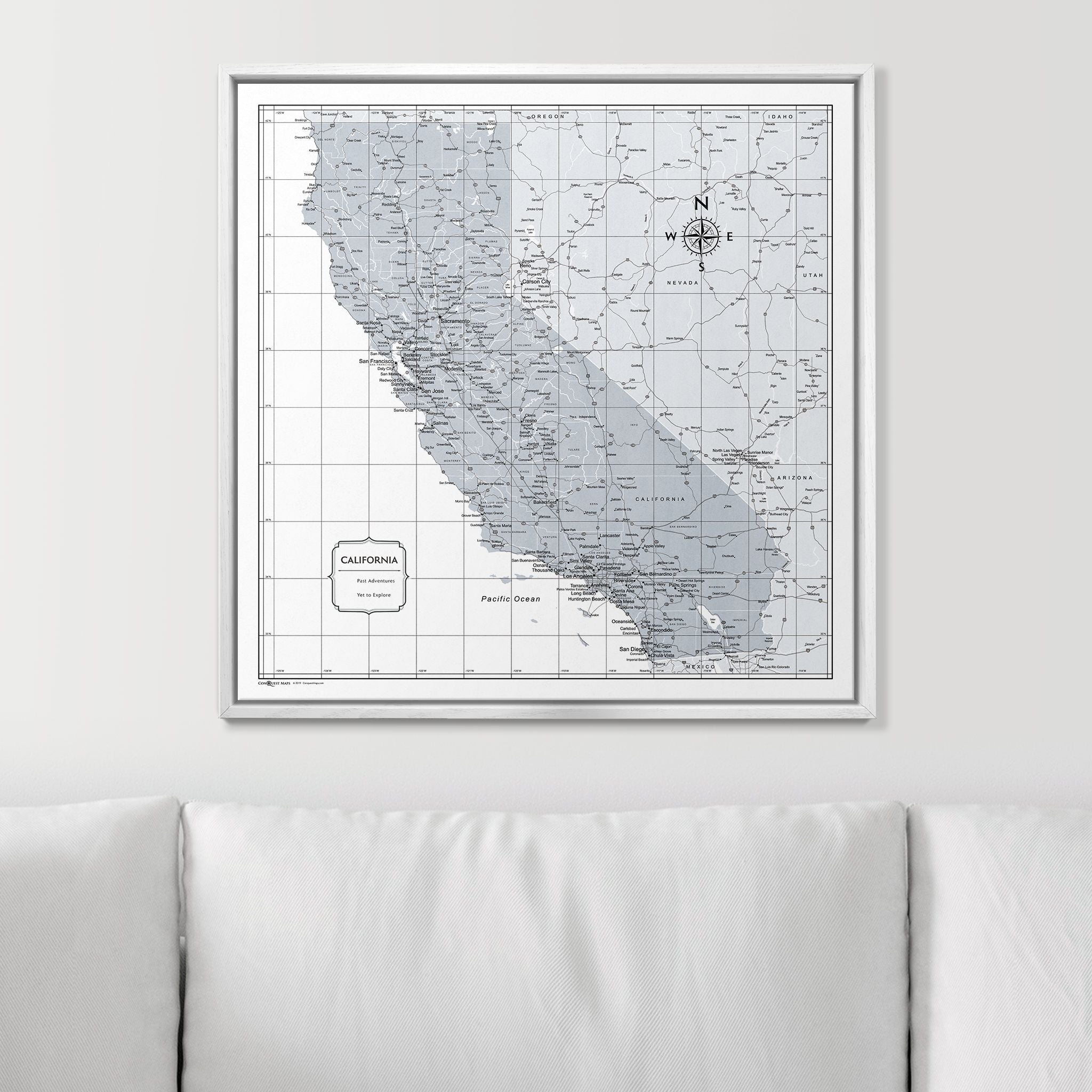 Push Pin California Map (Pin Board) - Light Gray Color Splash CM Pin Board