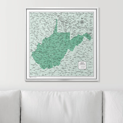 Push Pin West Virginia Map (Pin Board) - Green Color Splash CM Pin Board